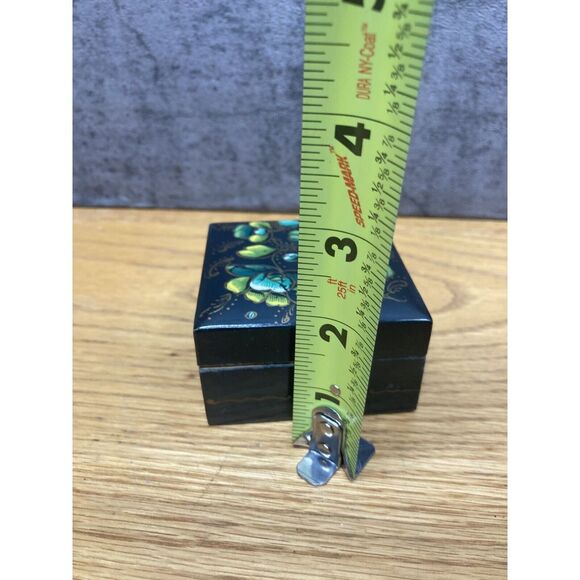 Wooden Trinket Jewelry Box w/ Hinged Lid Floral Design - Picture 7 of 7